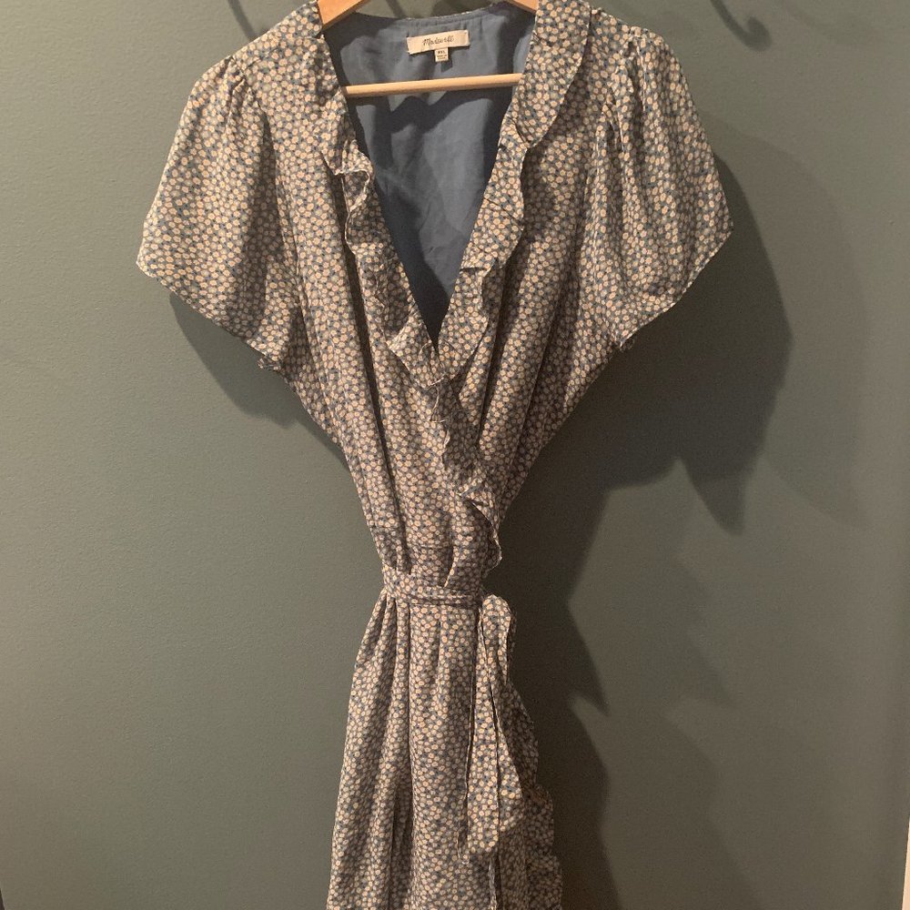 Madewell Silk Ruffle-Edge Wrap Dress